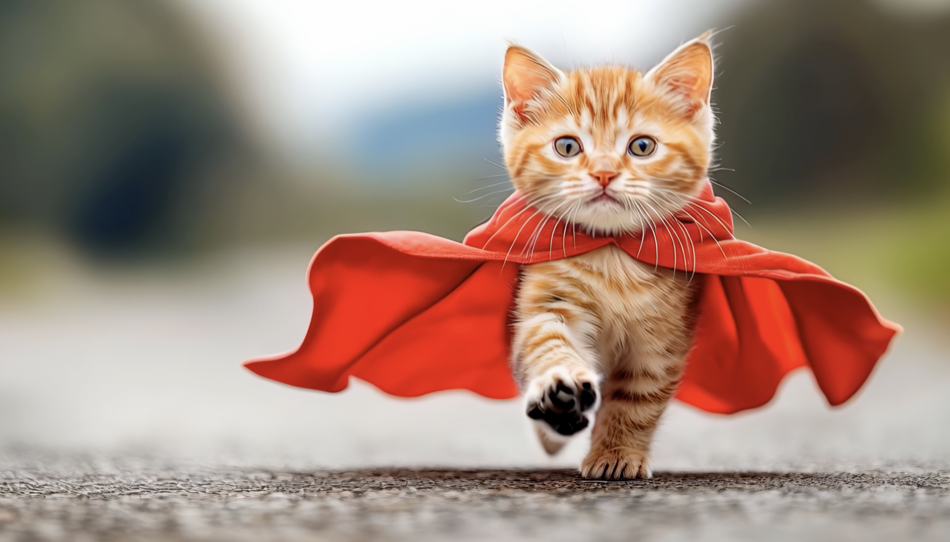 A kitten with a cape